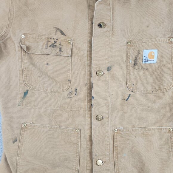 Vtg Carthartt Duck Chore Coat Jacket Unlined Blazer 80s Mens Small Workwear Barn - Picture 9 of 16